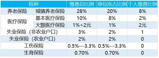 社保缴费比例